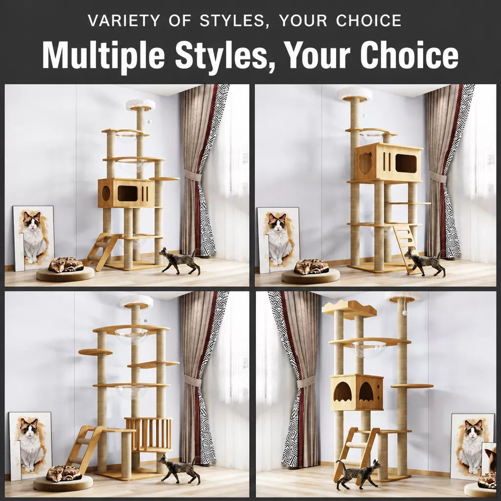 Cat Tree with Enclosed Cat House and Scratching Posts