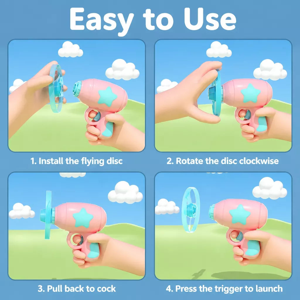 Interactive Cat Teaser Wand Toy with Flying Disc Launcher