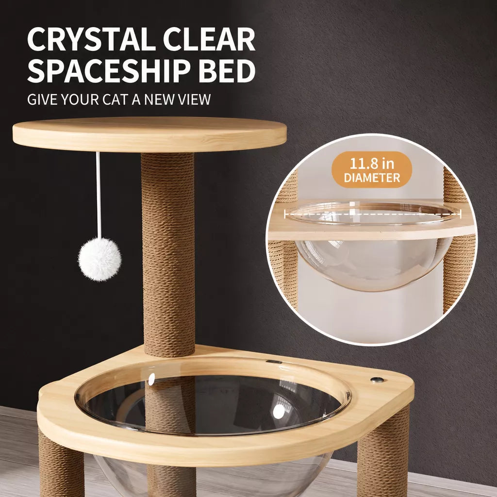 Cat Tree with Space Capsule Hideaway and Scratching Post