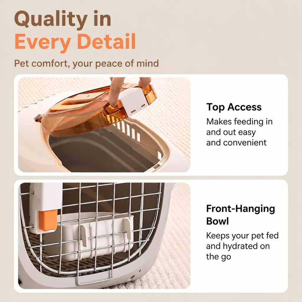 Portable Ventilated Plastic Pet Carrier for Small Dogs and Cats