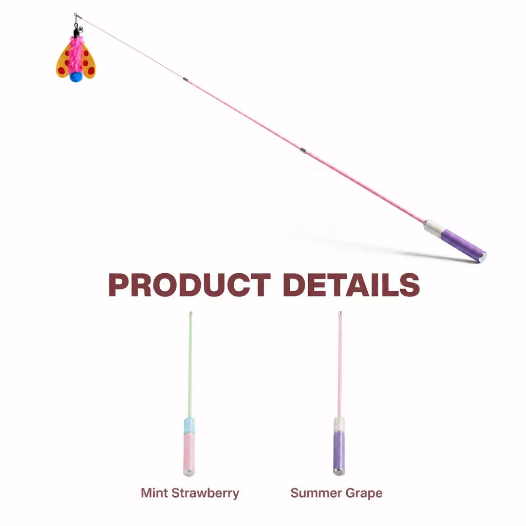 Retractable Cat Teaser Wand with Replaceable Attachments