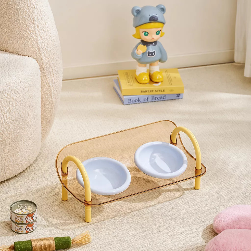 Ceramic Double-Bowl Slow Feeder Set for Pets