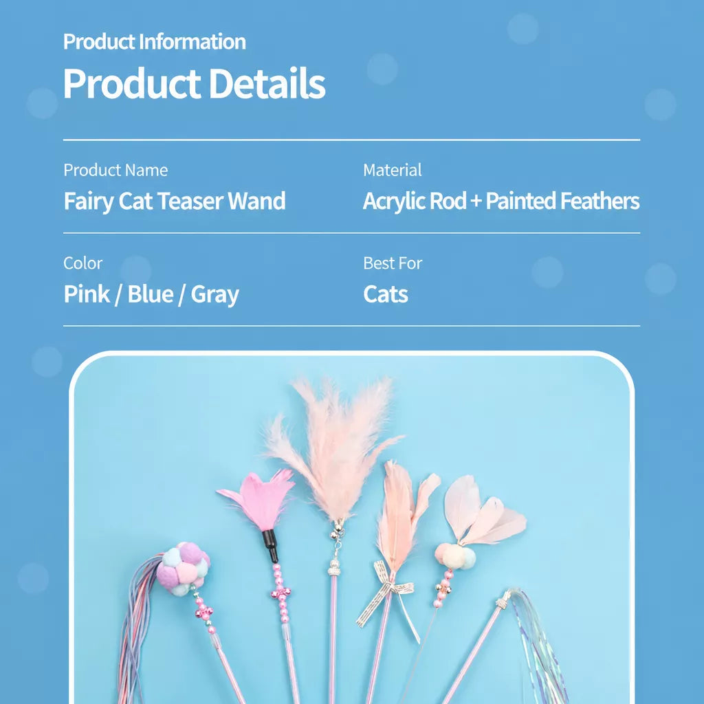 Feather Cat Teaser Wand Toy with Bell