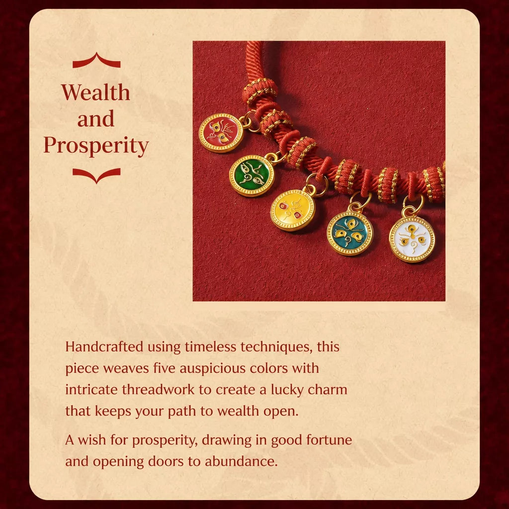 Red Chinese New Year Pet Collar with Decorative Copper Charm