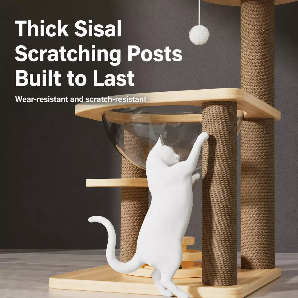 Cat Tree with Space Capsule Hideaway and Scratching Post