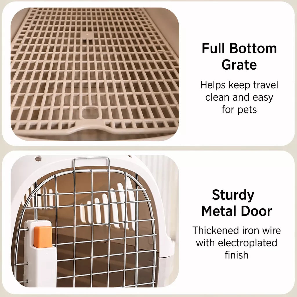 Portable Ventilated Plastic Pet Carrier for Small Dogs and Cats