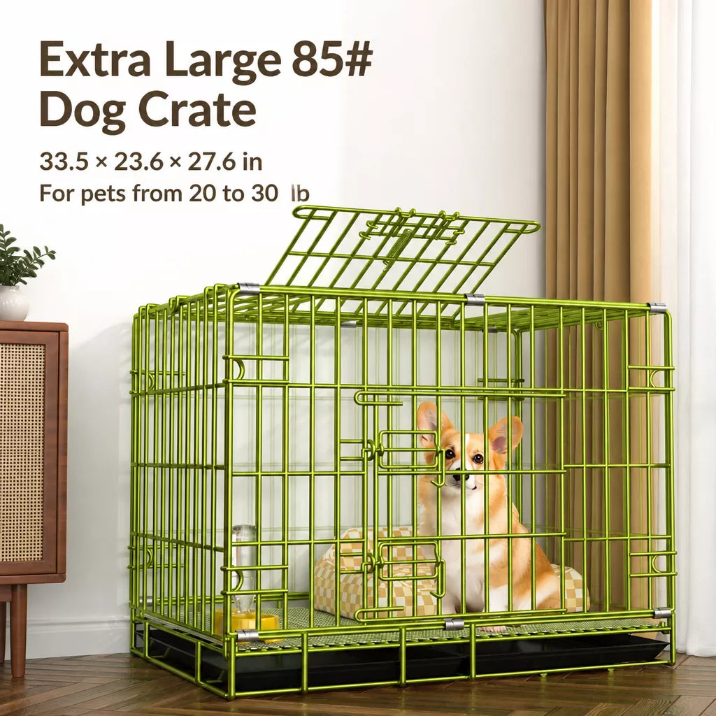 Indoor Dog Crate with Tray for Dogs Up to 33 lb
