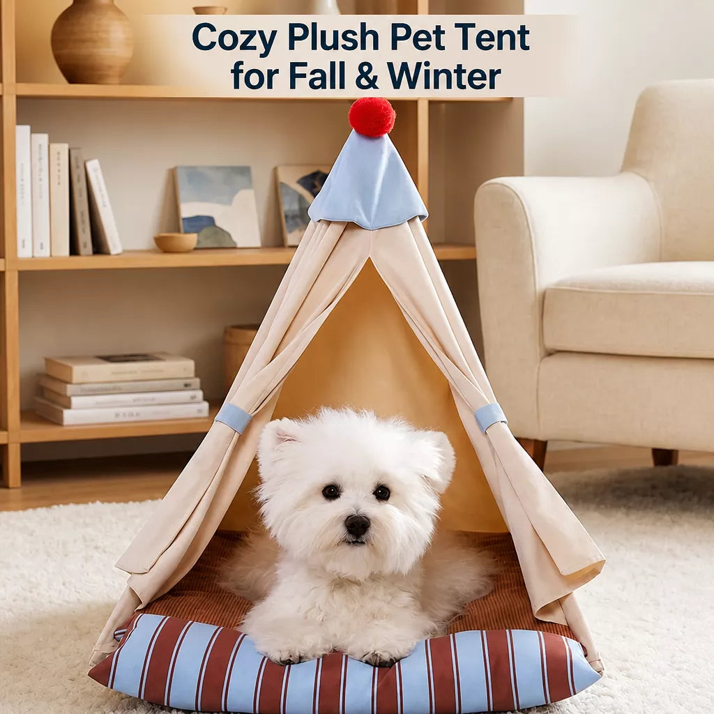 Semi-Enclosed Tent Bed for Small Dogs and Cats