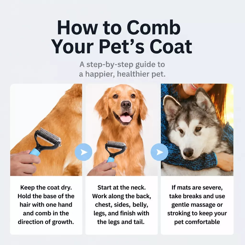 Double-Sided Pet Detangling & Thinning Comb
