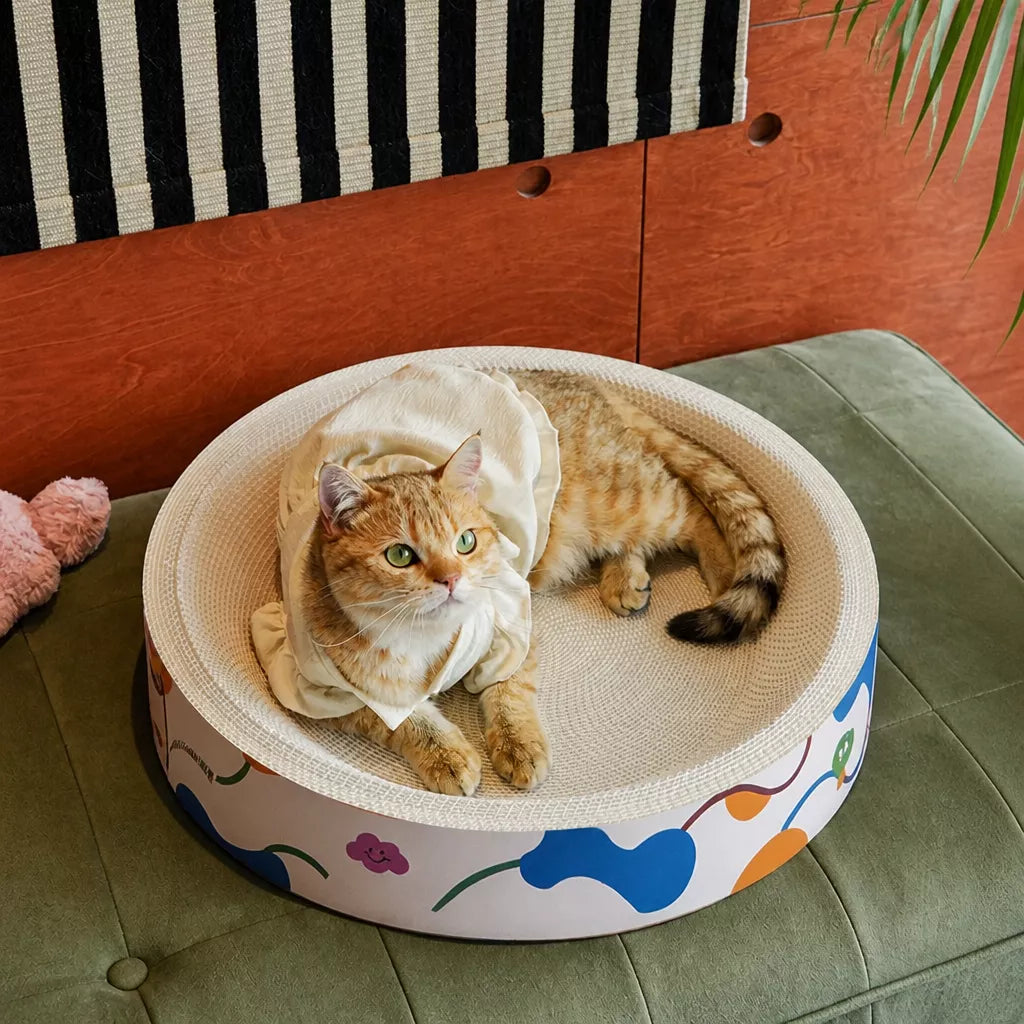 Corrugated Cardboard Cat Scratcher Bed