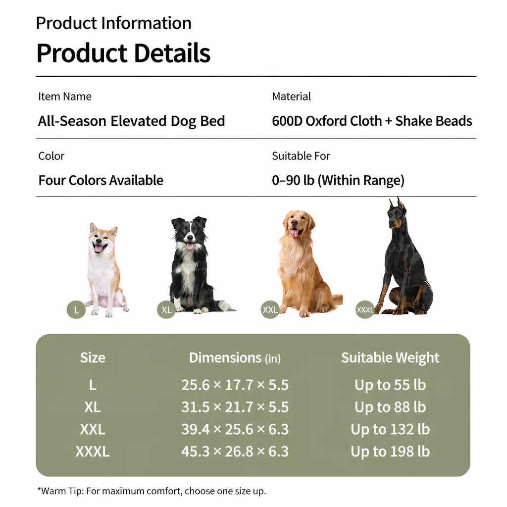 All-Season Washable Dog Bed with Removable Cover