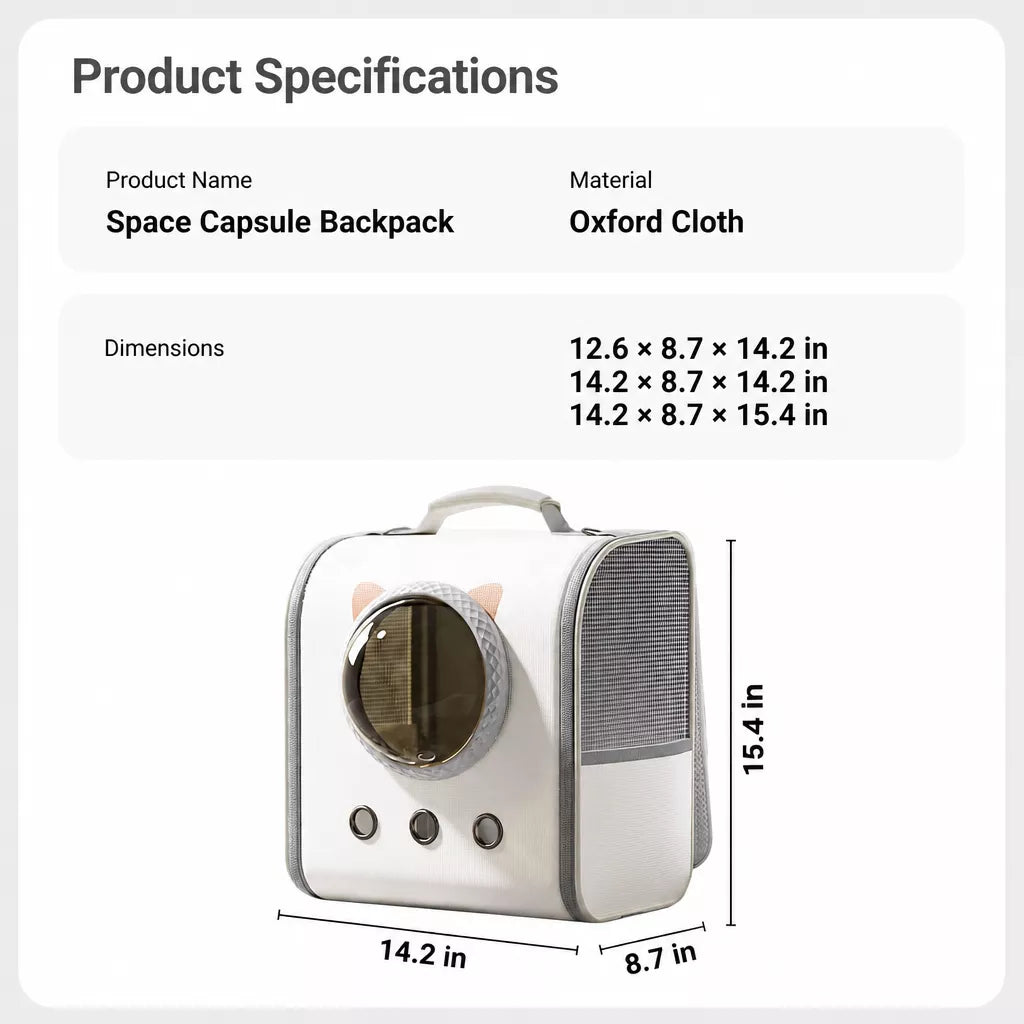 Capsule Window Pet Carrier Backpack for Cats and Dogs