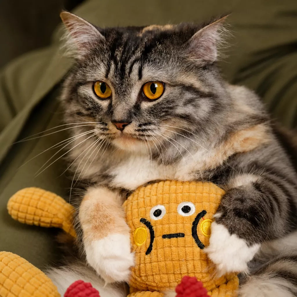 Waffle Plush Cat Toy with Crinkle Sound & Catnip
