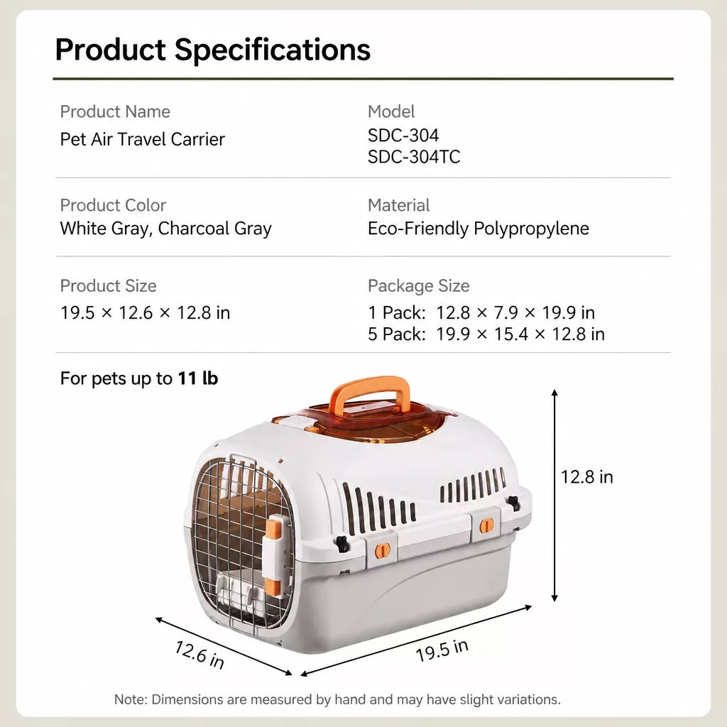 Portable Ventilated Plastic Pet Carrier for Small Dogs and Cats