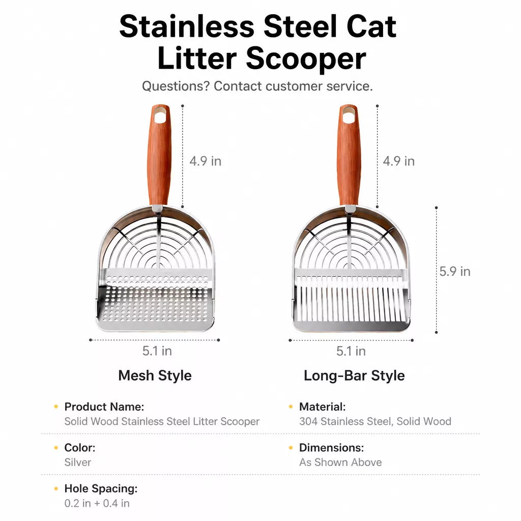 Metal Cat Litter Scoop with Slotted or Round-Hole Designs