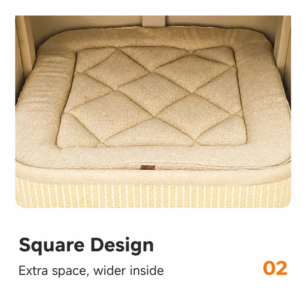 Two-Level Square Sisal Cat Scratching Barrel with Cat Bed