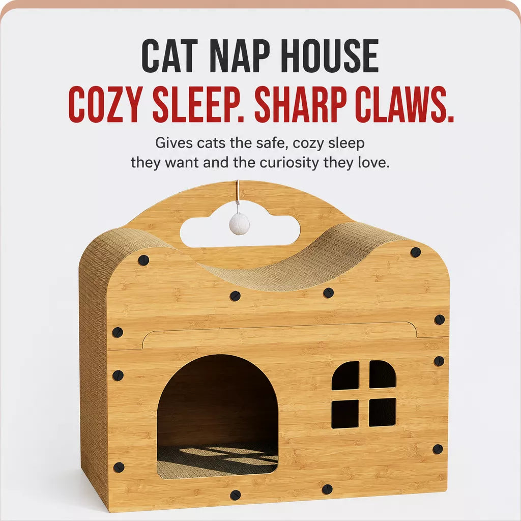 Corrugated Cardboard Cat Scratcher House