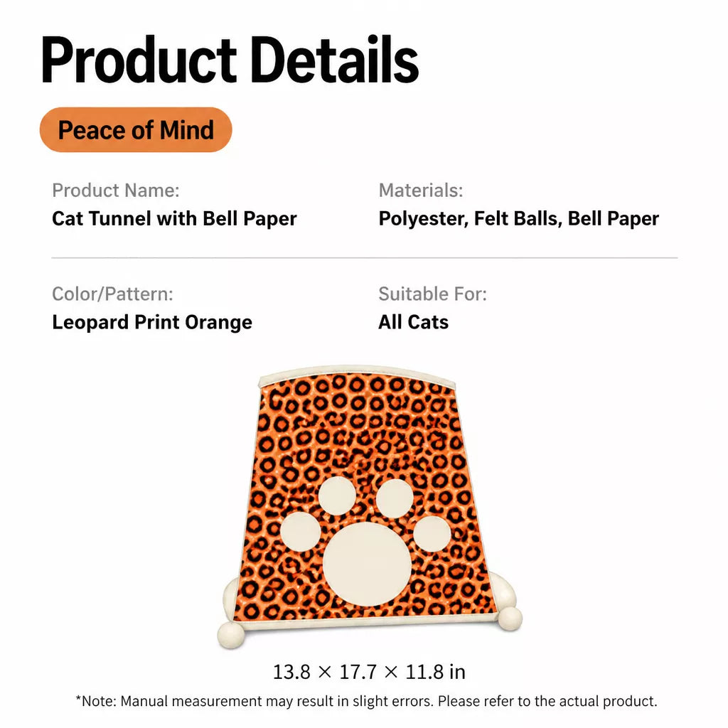 Collapsible Cat Tunnel Toy with Crinkle Paper