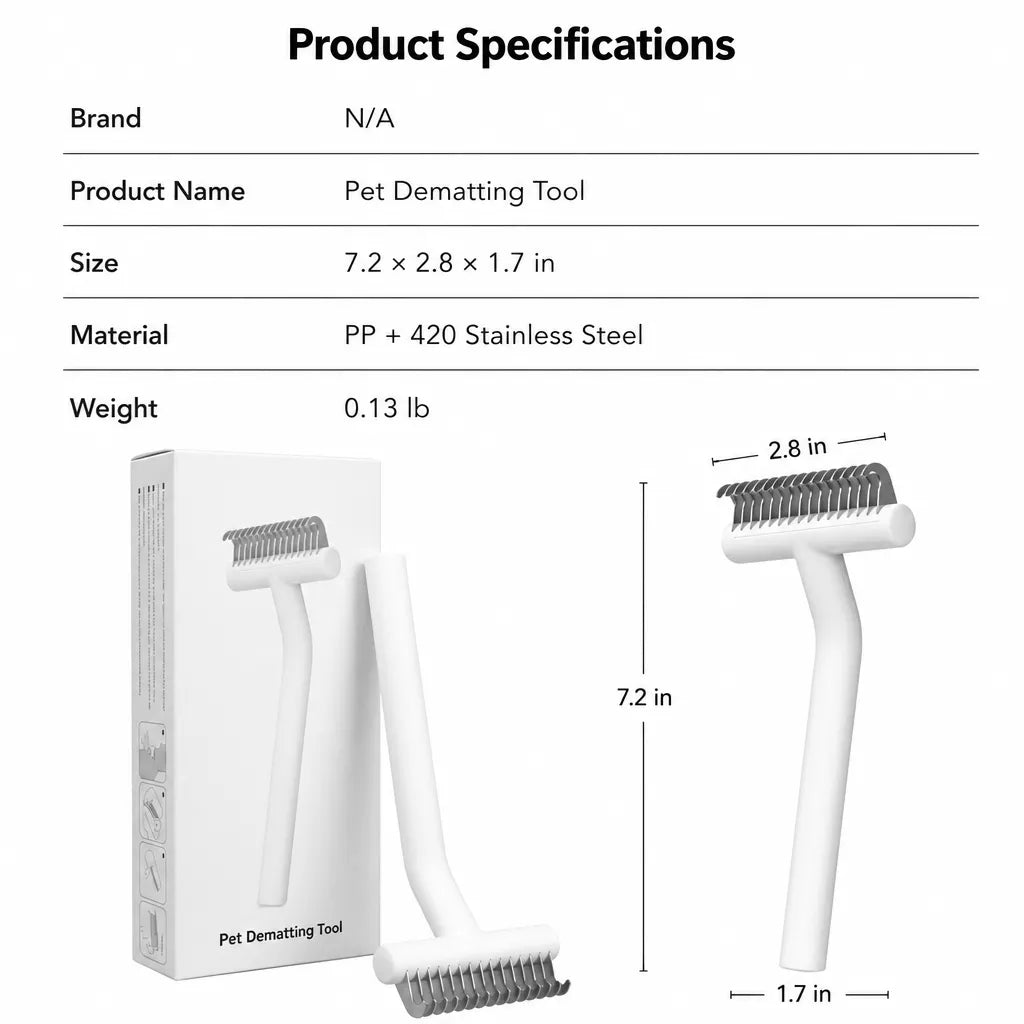 Pet Detangling and Loose Hair Removal Comb for Cats and Dogs