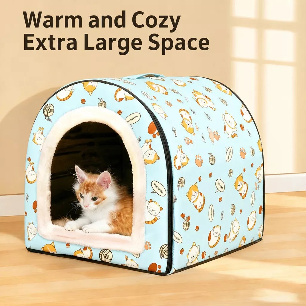 Semi-Enclosed Waterproof Pet Bed for Small to Medium Dogs and Cats
