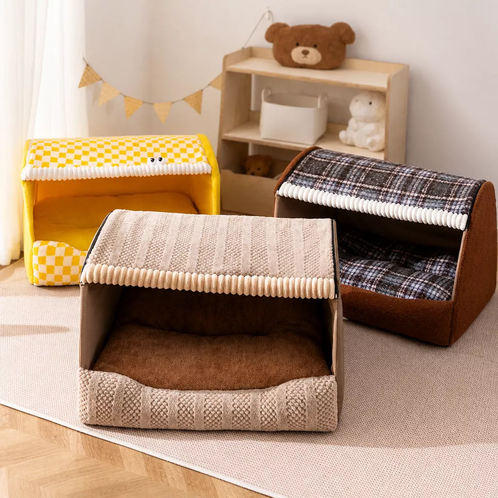 Covered Pet Bed for Dogs and Cats