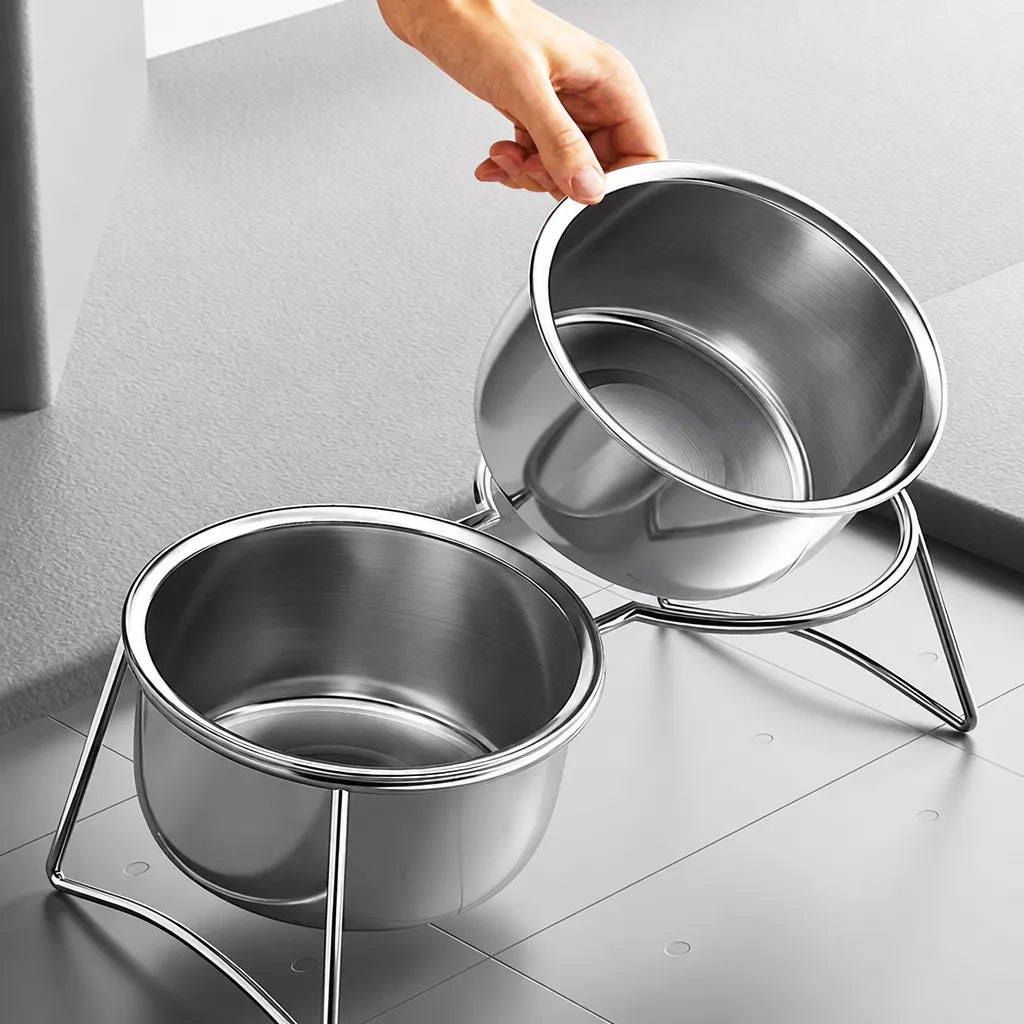 Elevated Stainless Steel Pet Bowl Stand for Dogs & Cats