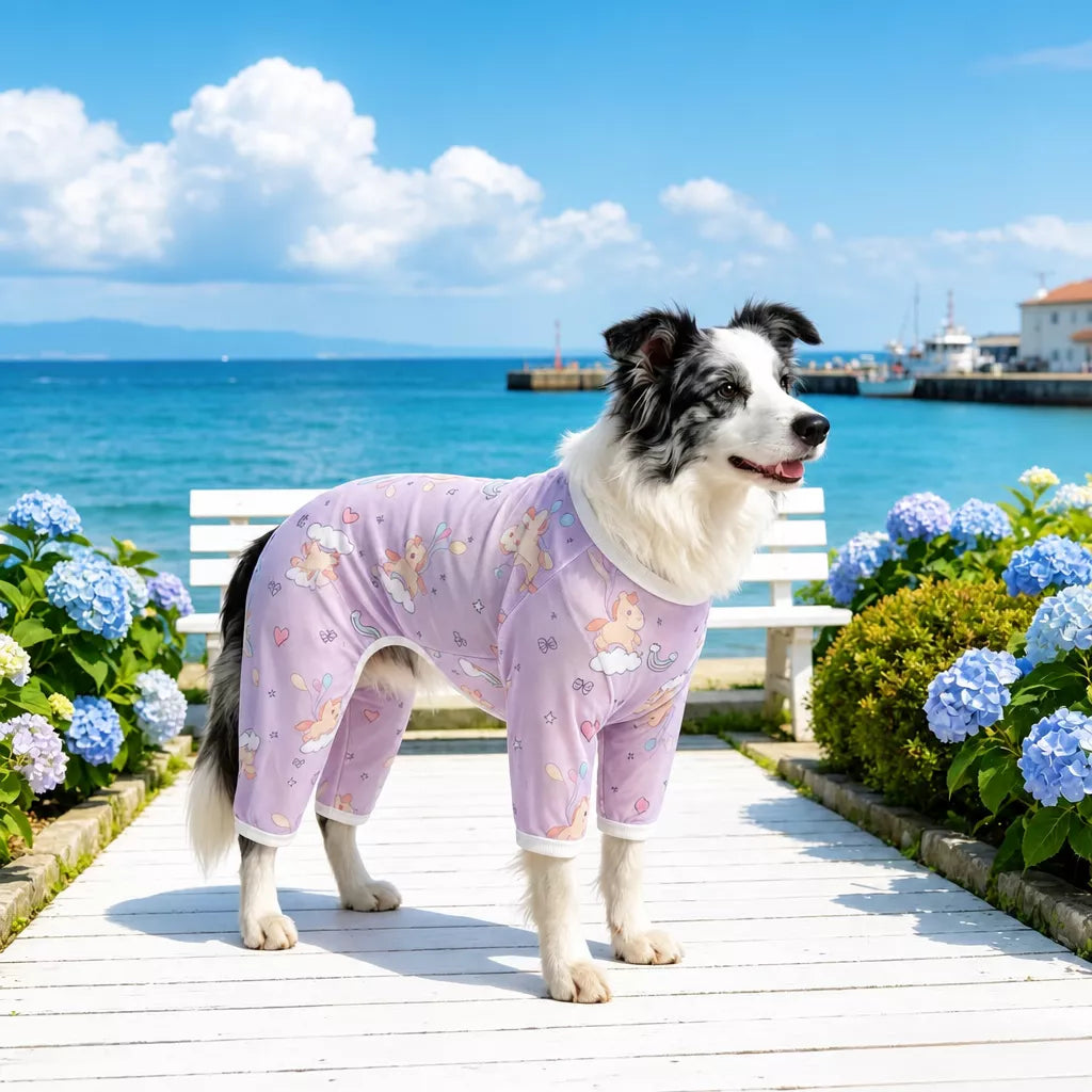 Summer Mesh Four-Leg Dog Outfit with Cartoon Print