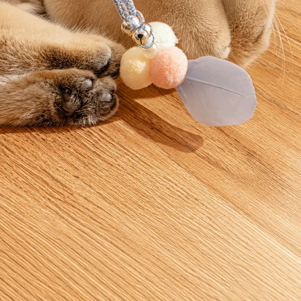 Feather Cat Teaser Wand Toy with Bell