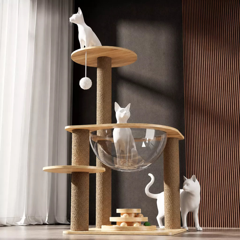 Cat Tree with Space Capsule Hideaway and Scratching Post