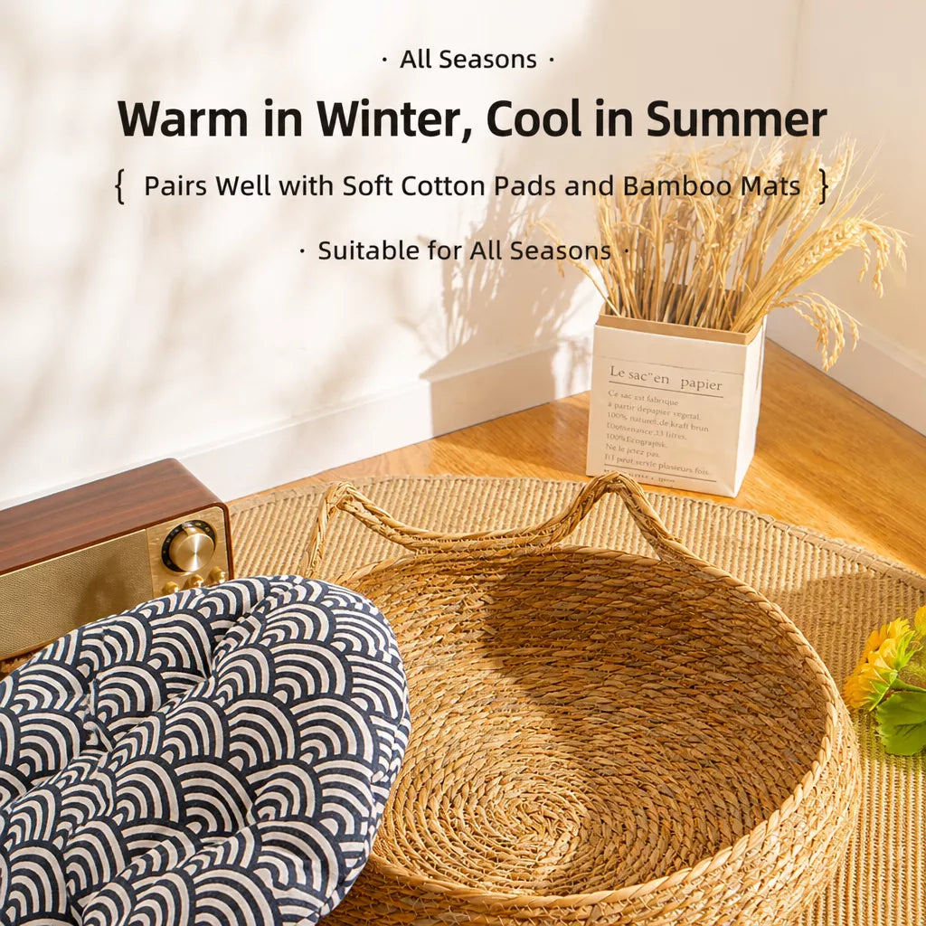 Woven Rattan Cat Bed with Cat-Ear Design