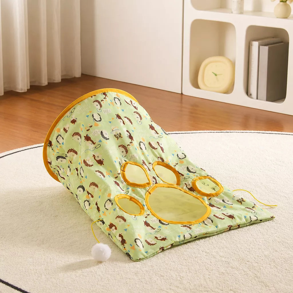 Collapsible Cat Tunnel Toy with Crinkle Paper