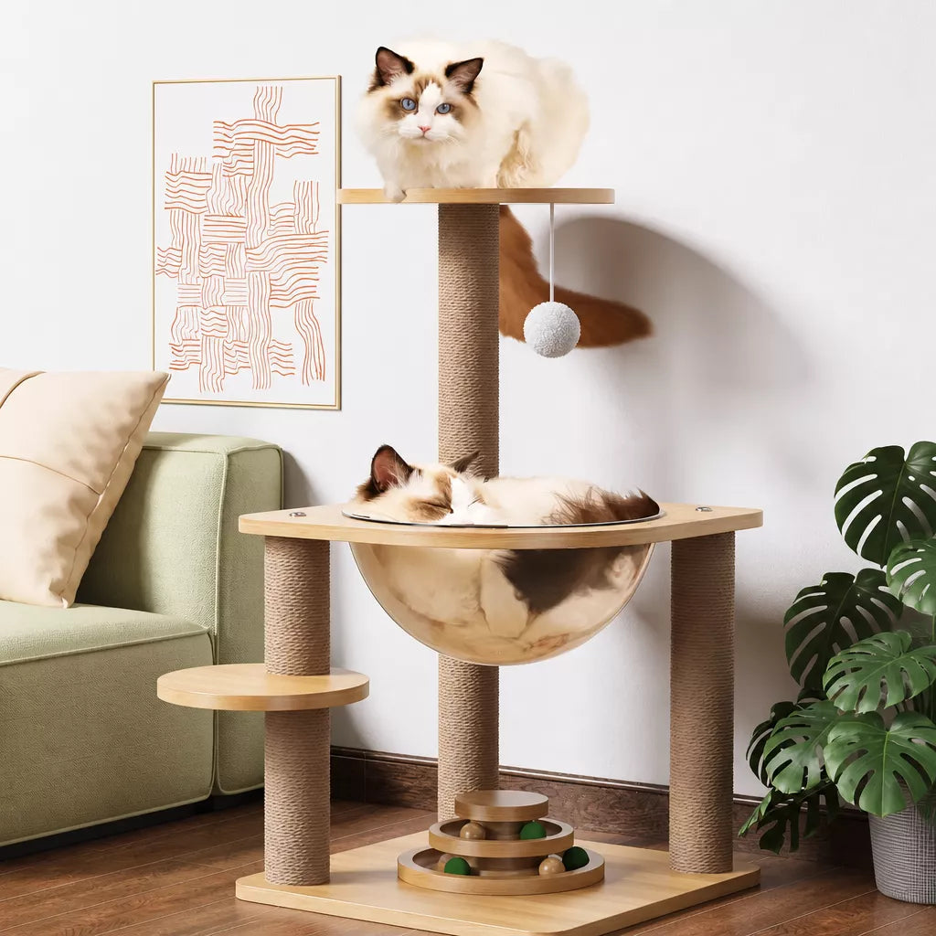 Cat Tree with Space Capsule Hideaway and Scratching Post