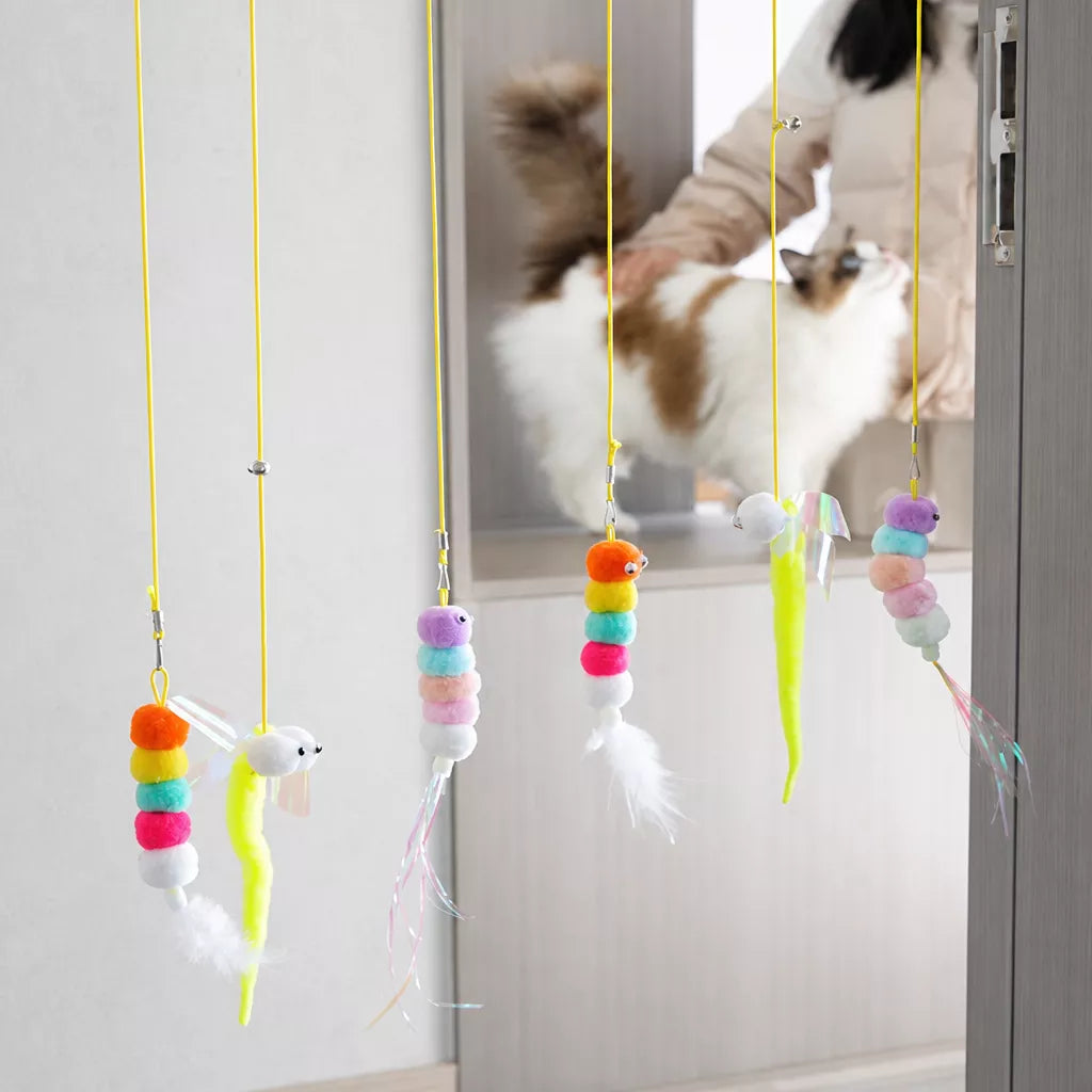 Door-Hanging Feather Cat Teaser Toy with Elastic Cord