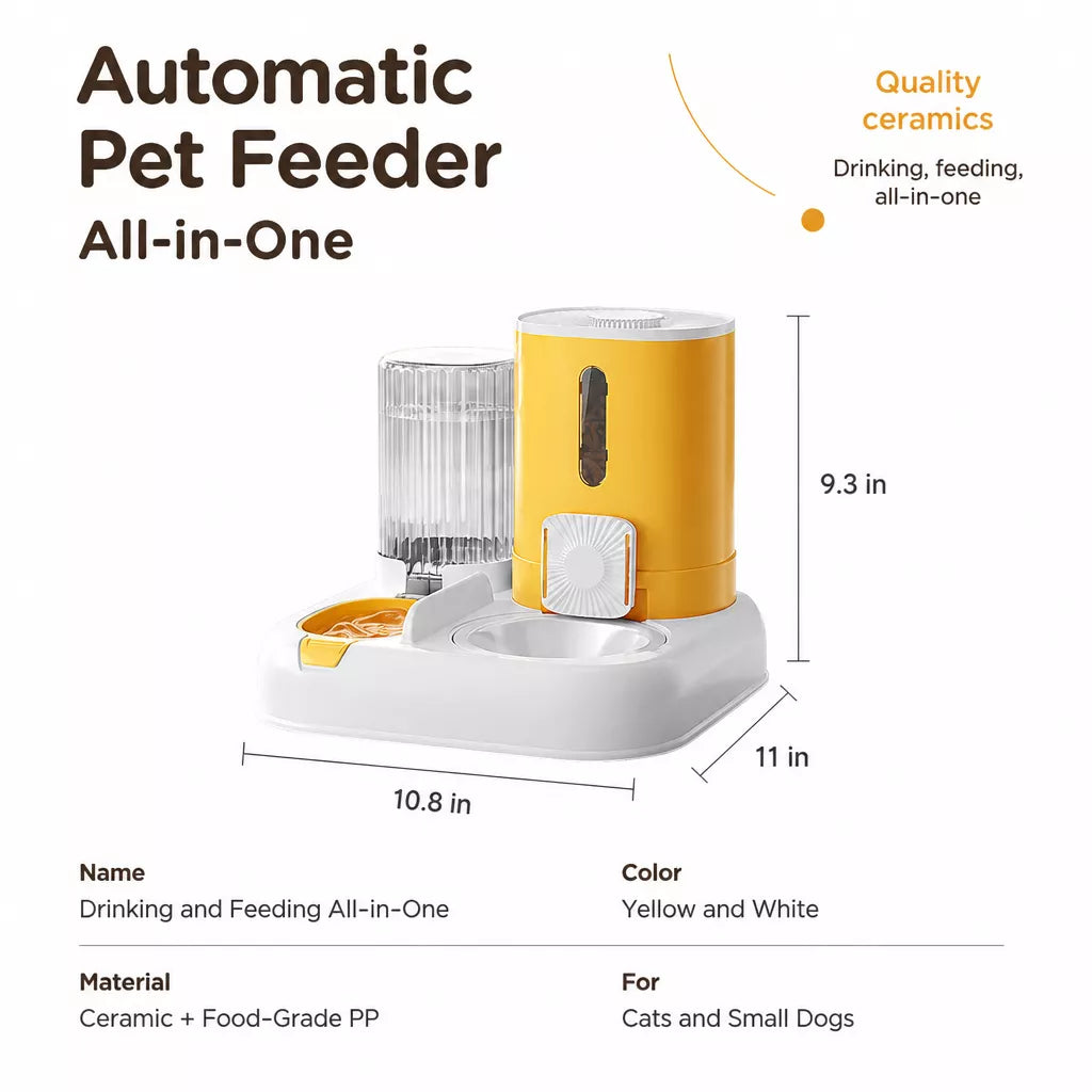 Automatic Pet Feeder with Dual Bowls for Cats & Dogs