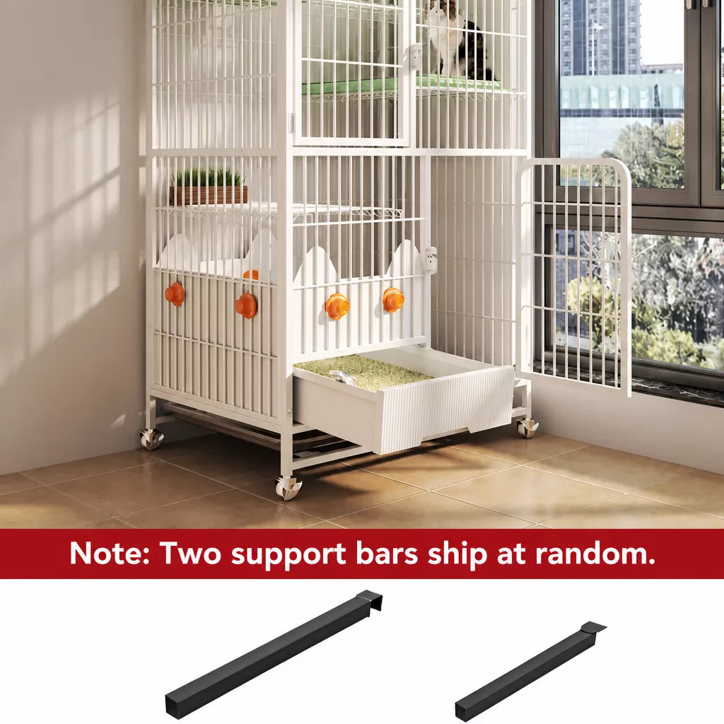 Multi-Level Cat Cage with Integrated Litter Box