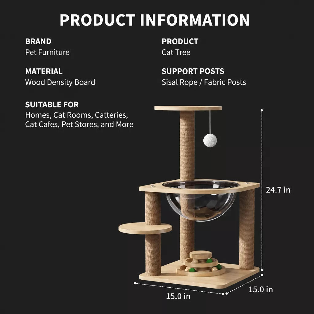 Cat Tree with Space Capsule Hideaway and Scratching Post