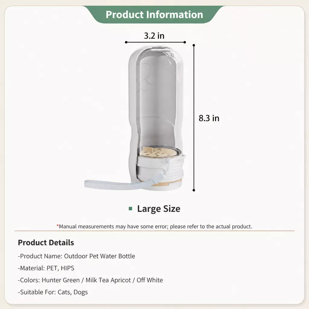 Portable Pet Water Bottle with Foldable Drinking Cup for Dogs & Cats