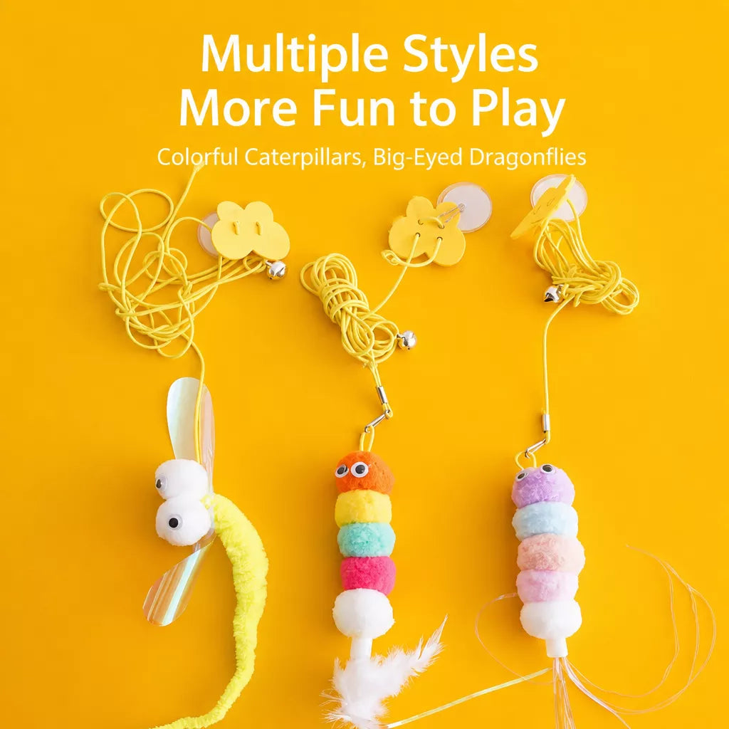 Door-Hanging Feather Cat Teaser Toy with Elastic Cord