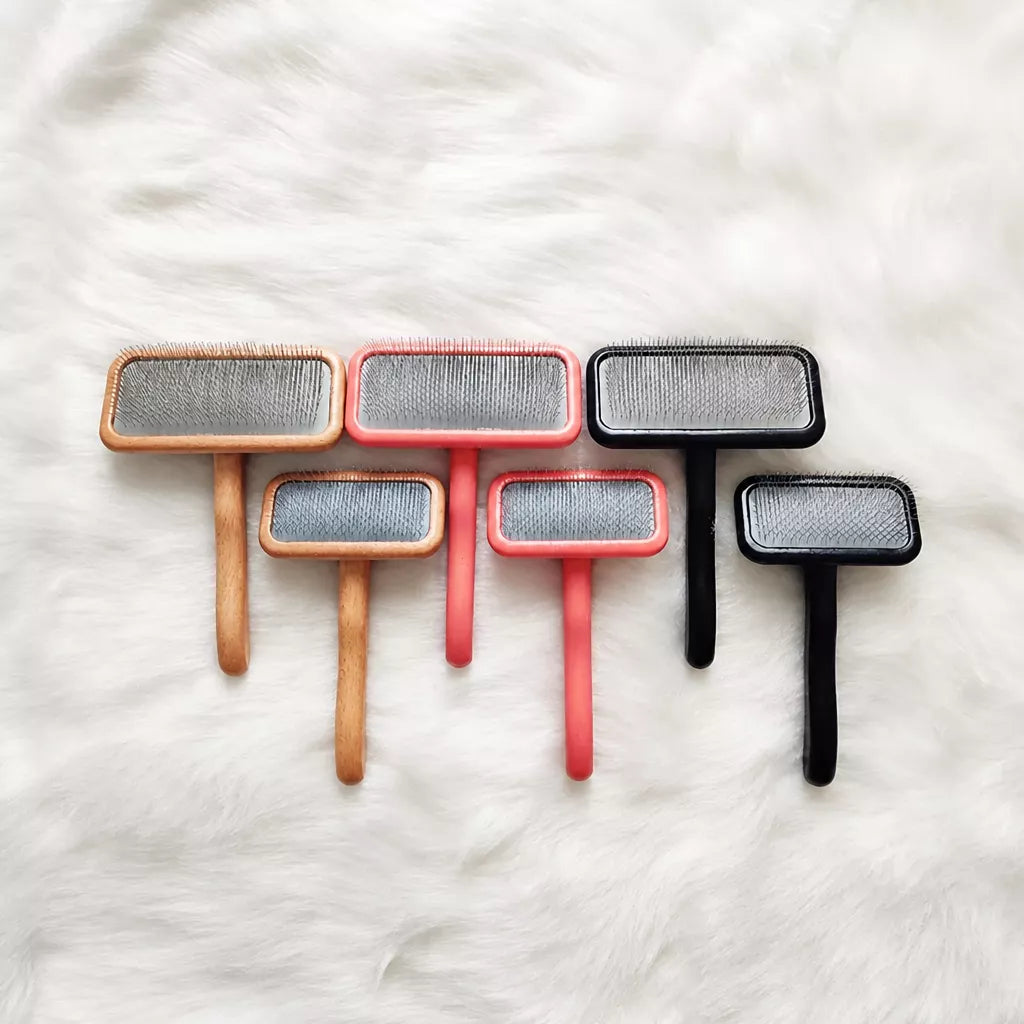Cushioned Wooden Slicker Brush for Dogs & Cats
