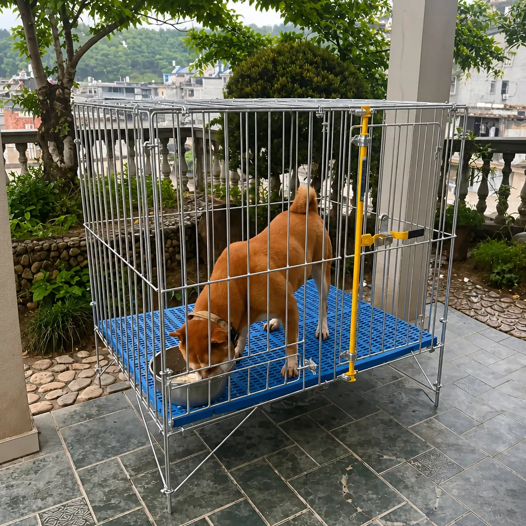Steel Dog Kennel with Galvanized Finish for Indoor/Outdoor Use