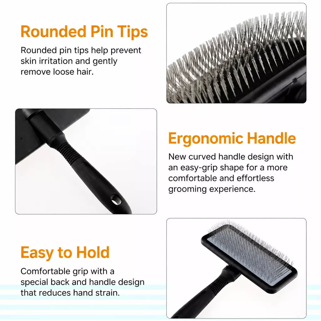 Dog & Cat Grooming Pin Brush for Detangling and Loose Fur