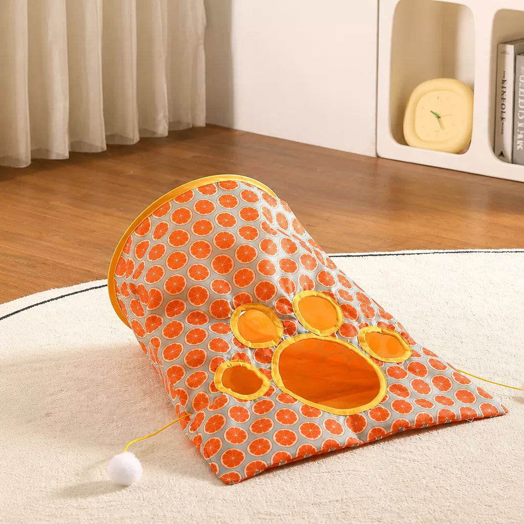 Collapsible Cat Tunnel Toy with Crinkle Paper