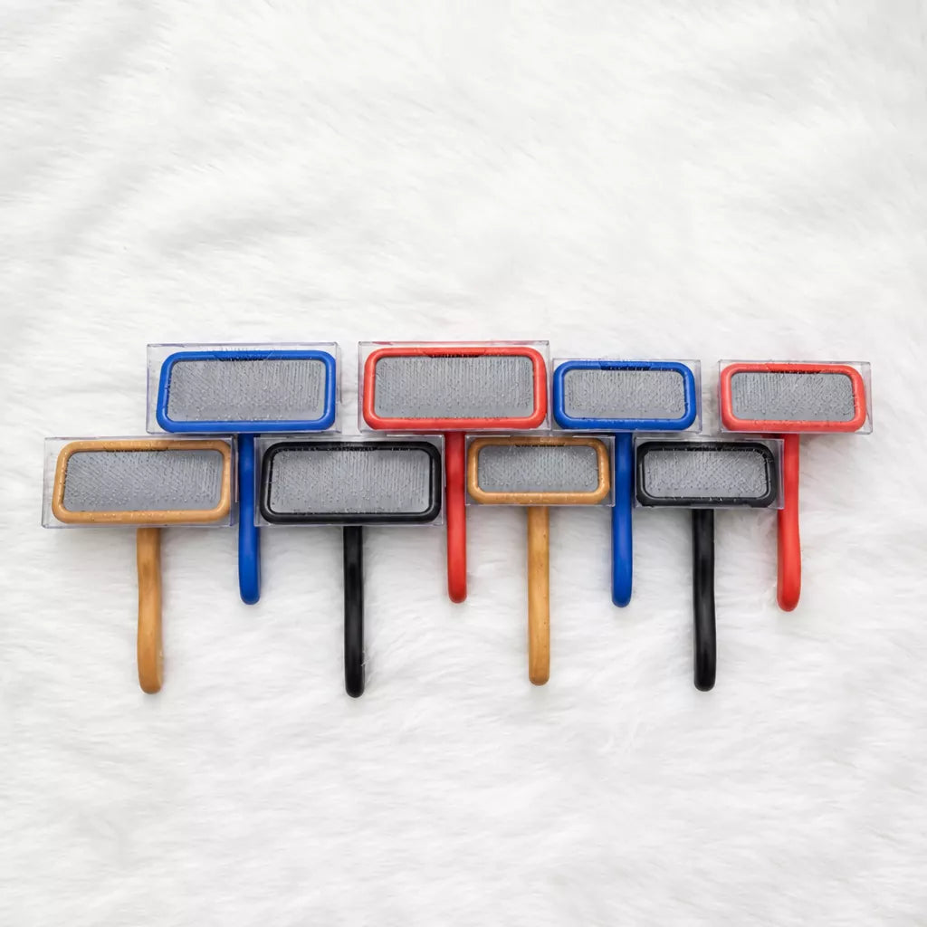 Cushioned Wooden Slicker Brush for Dogs & Cats
