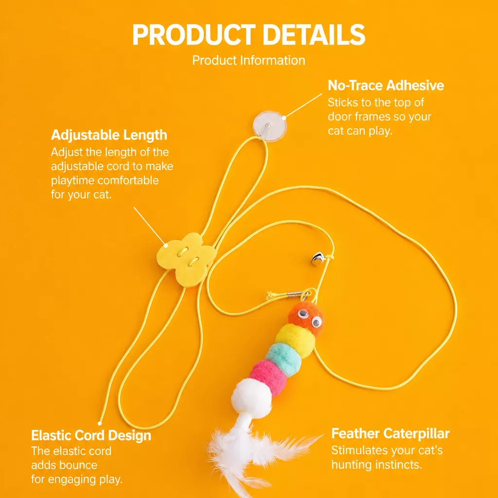 Door-Hanging Feather Cat Teaser Toy with Elastic Cord