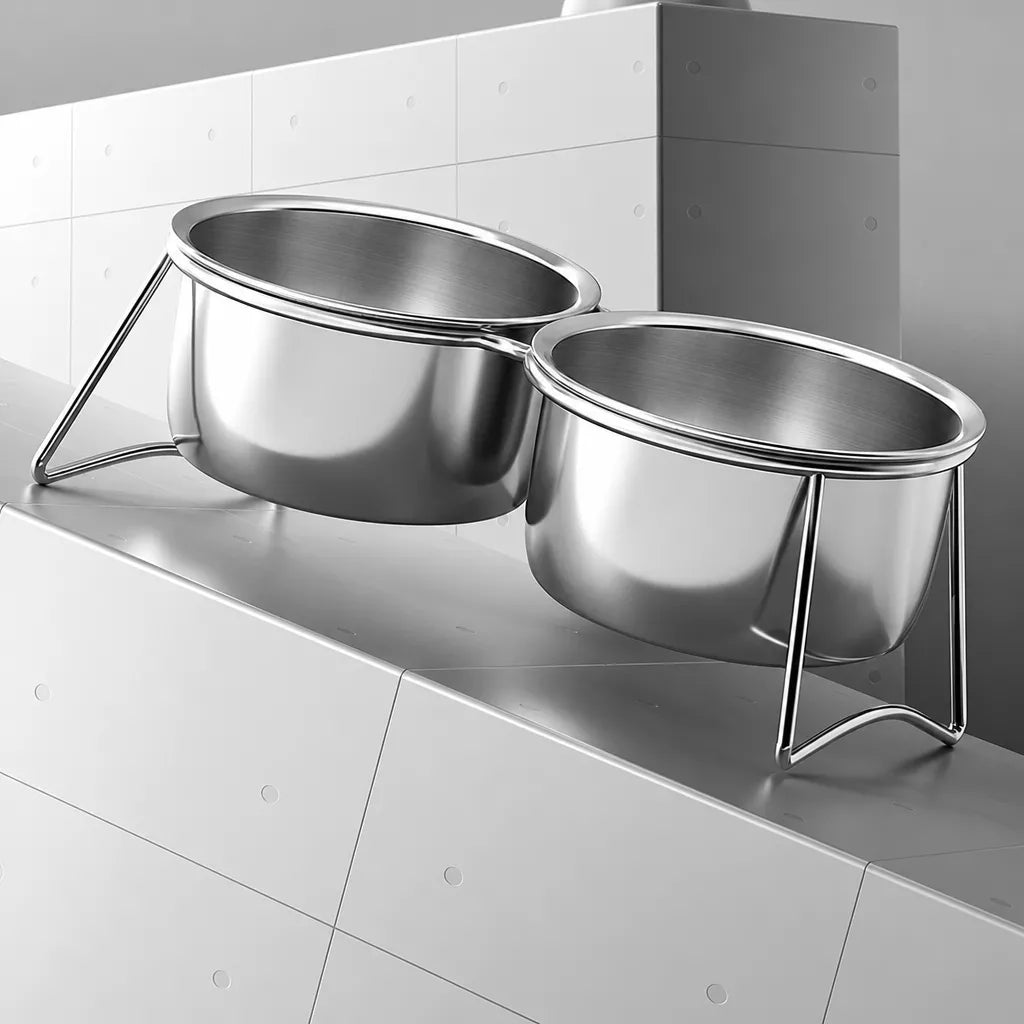 Elevated Stainless Steel Pet Bowl Stand for Dogs & Cats