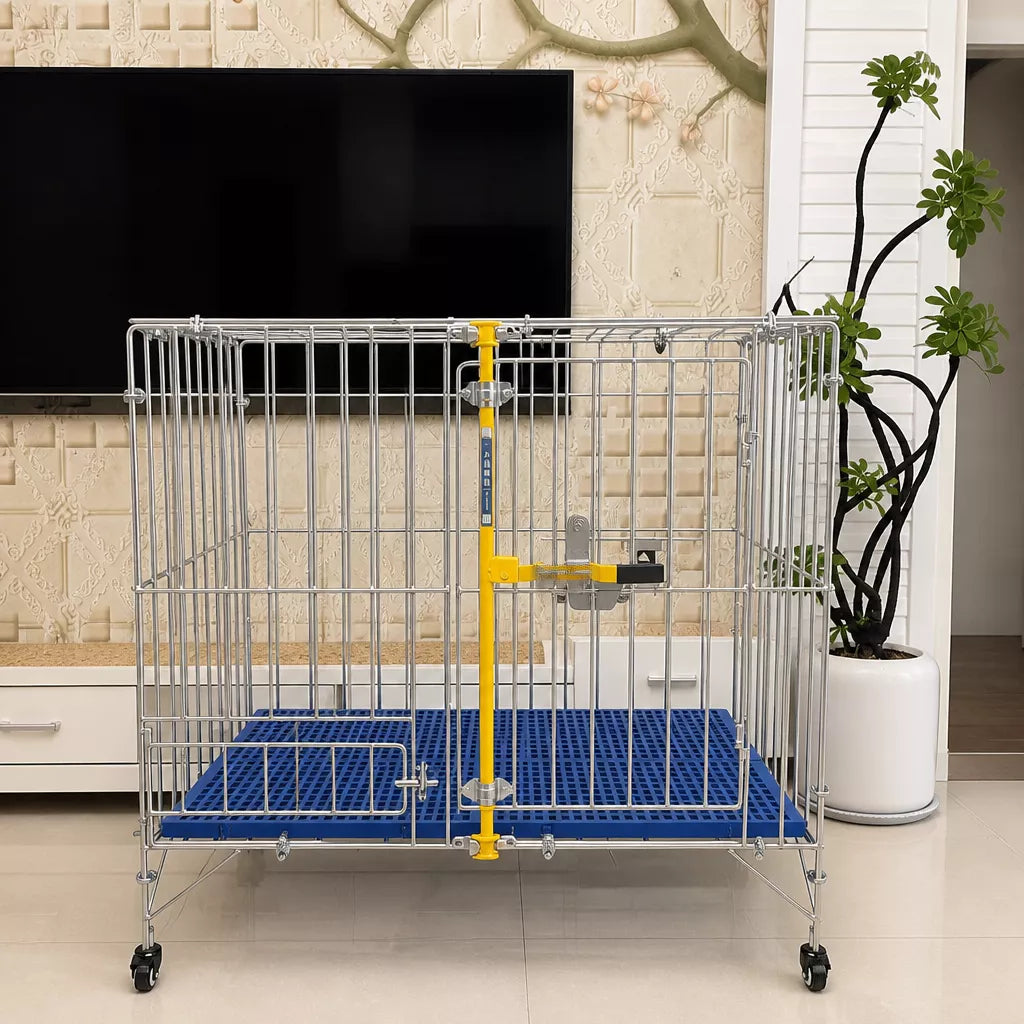 Steel Dog Kennel with Galvanized Finish for Indoor/Outdoor Use