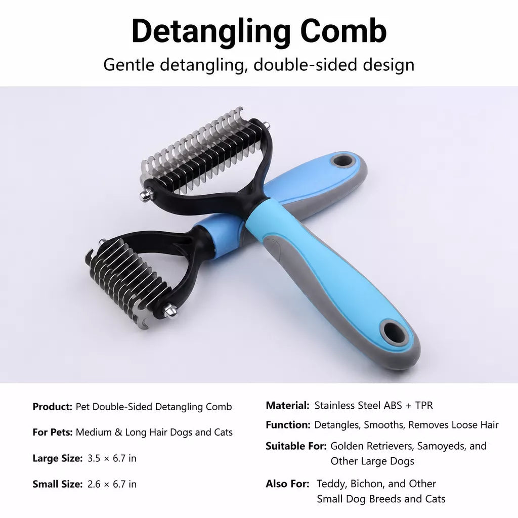 Double-Sided Detangling & Thinning Comb for Long-Haired Cats