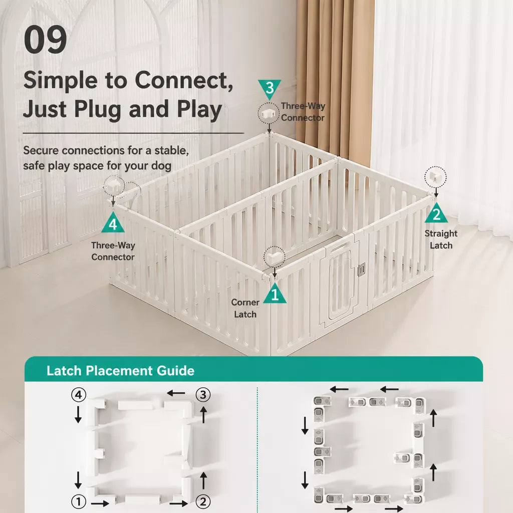 Indoor Pet Playpen with Door for Small Dogs