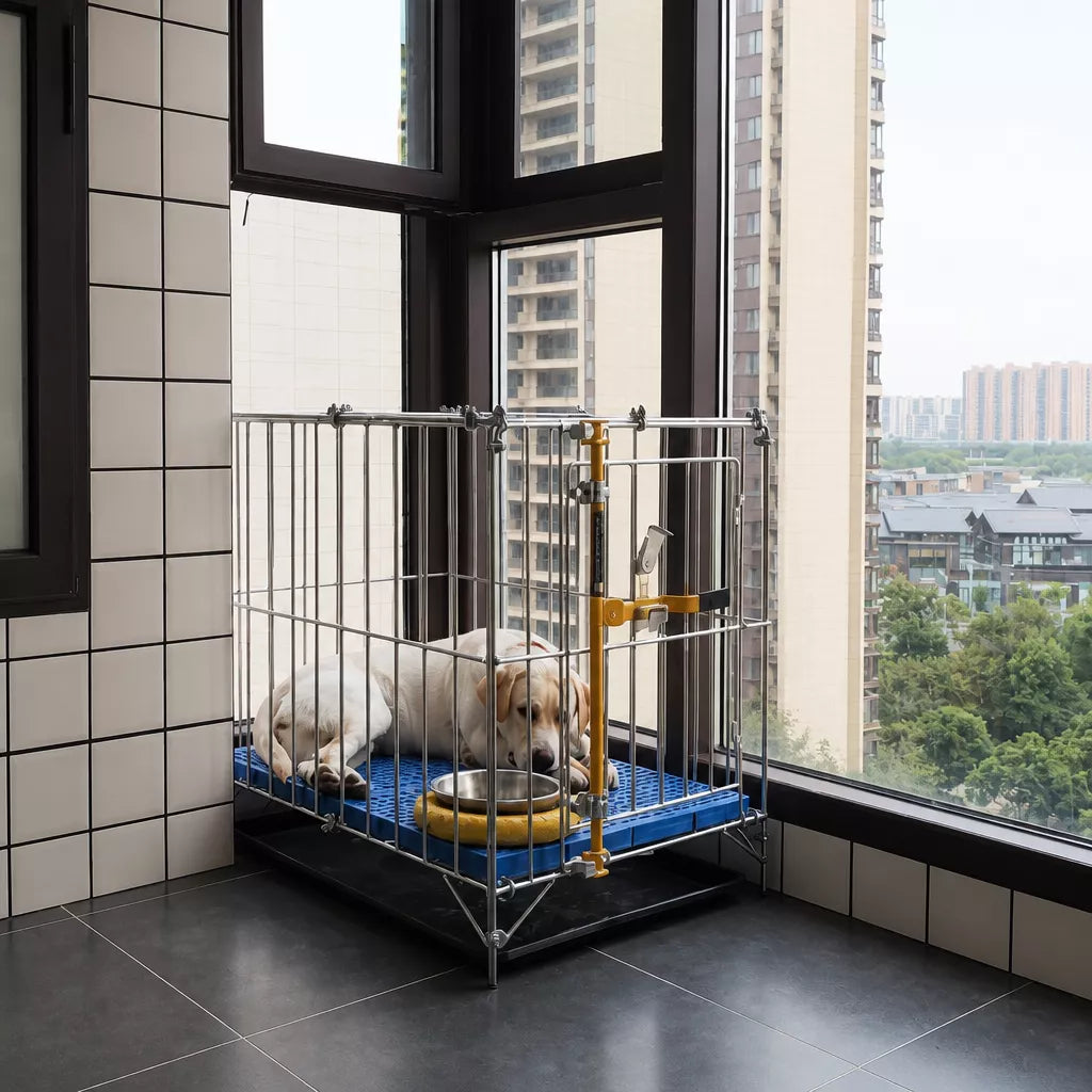 Steel Dog Kennel with Galvanized Finish for Indoor/Outdoor Use