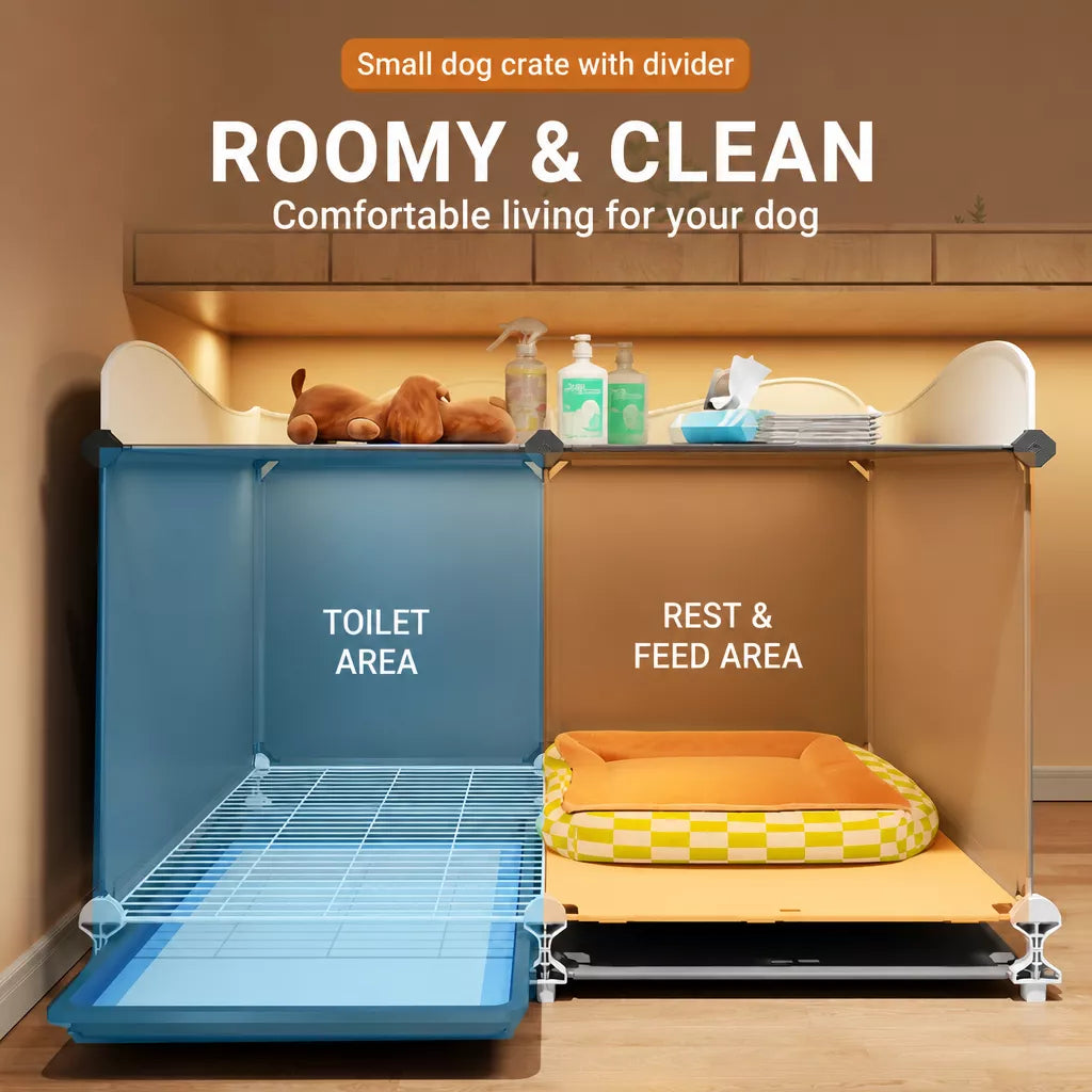 Indoor Iron Dog Crate with Separate Potty Area